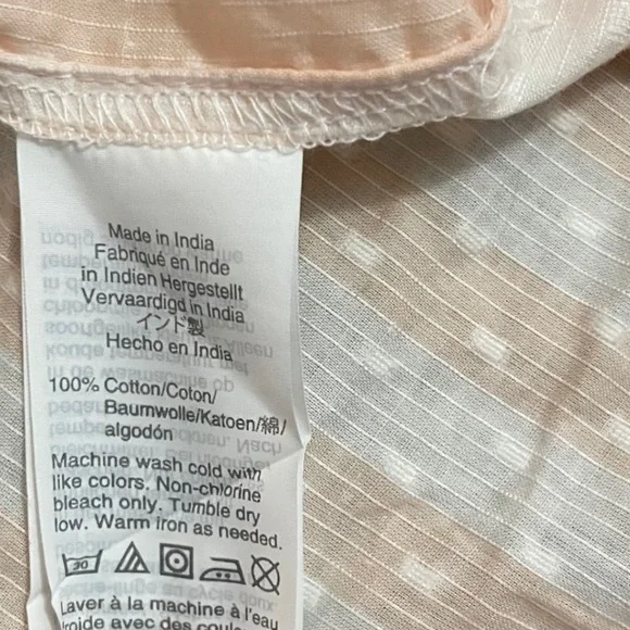Point Sur J.Crew Popover Blouse Women XS Peach White Striped Dobby Romantic Airy - Picture 4 of 4